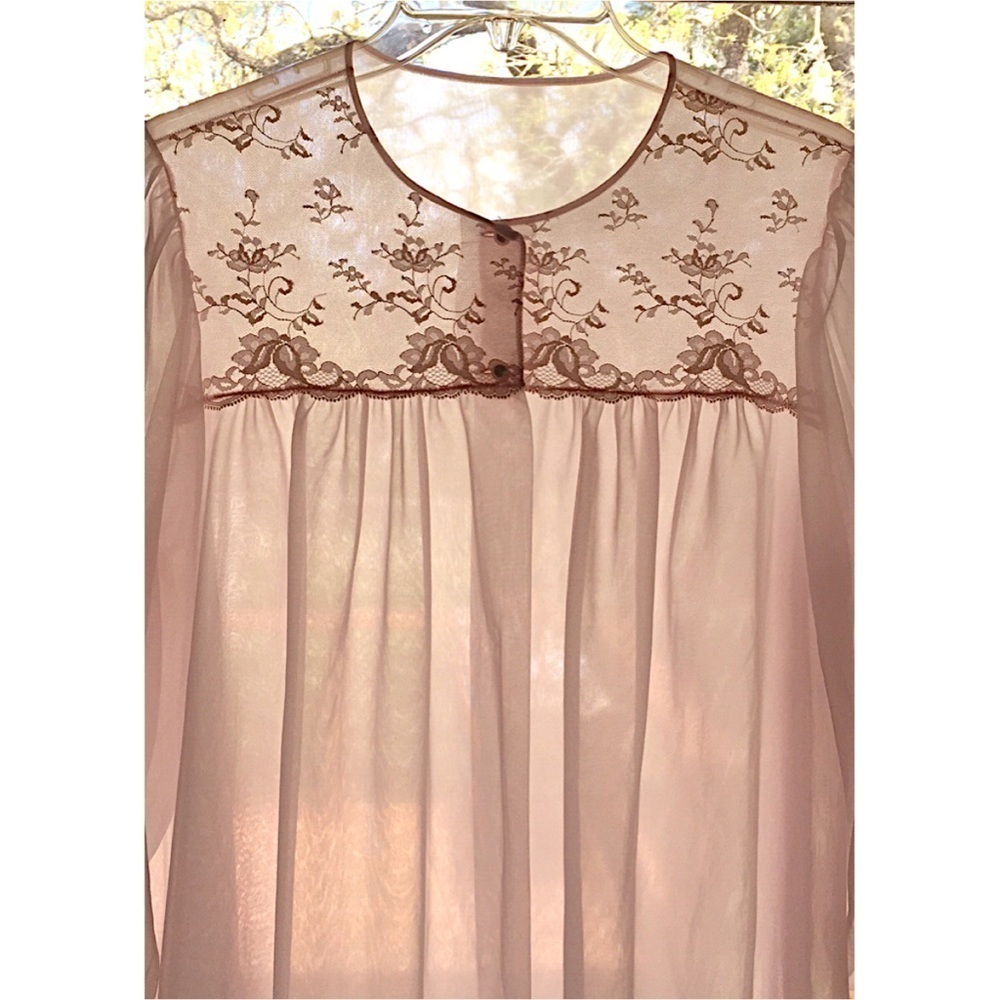 Vintage Shadowline double layer pink nylon robe M 92 - Picture 6 of 9